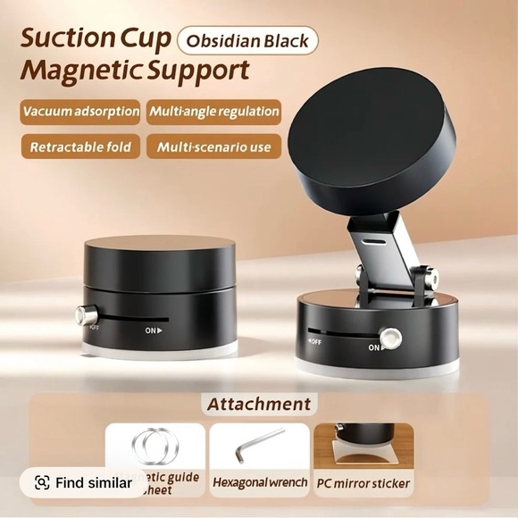 Universal Black Magnetic Phone Mount Vacuum Grip - Picture 7 of 7